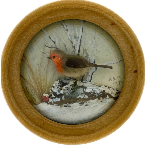 263 - H E Hervey RMS, seven miniature diorama 'Nature Studies' in convex glass frames. All bar one titled ... 