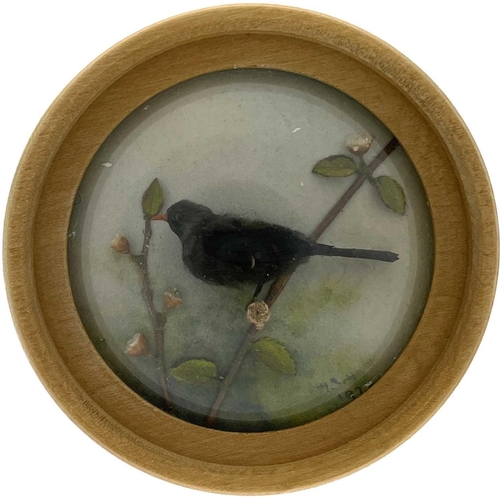 264 - H E Hervey RMS, seven miniature diorama 'Nature Studies' in convex glass frames. All titled on artis... 