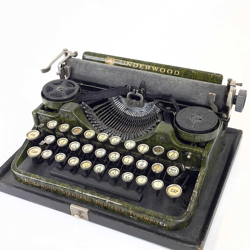 290 - An Underwood Standard Portable Typewriter with green marble decoration circa 1920s. In original case... 