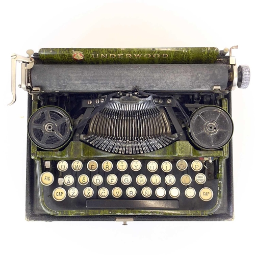 290 - An Underwood Standard Portable Typewriter with green marble decoration circa 1920s. In original case... 