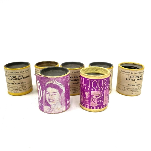 300 - A collection of Film Strips in Edward VII & Queen Alexandra tea tin. Including The Royal Wedding 194... 