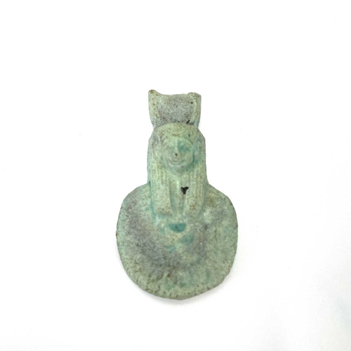 308 - An Egyptian faience shabti. Together with other Egyptian faience and pottery shabti. (4)