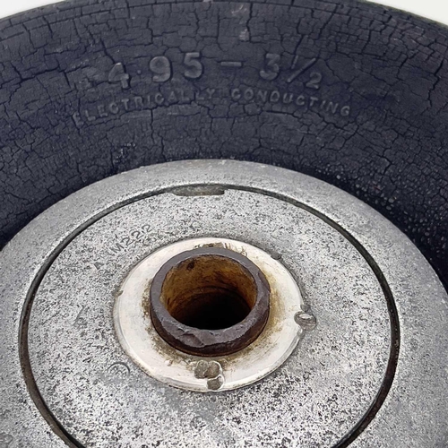 32 - An aircraft tailwheel, WWII. With alloy centre and electrically conducting tyre, diameter 28cm.