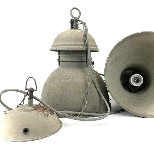 330 - A pair of industrial ceiling pendant lights by HK Living. Diameter 28cm.