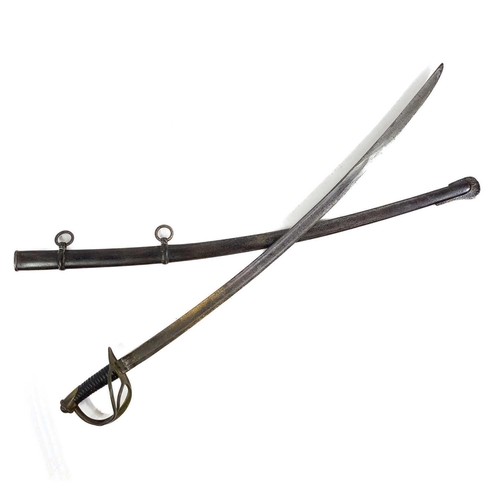 37 - A US cavalry sword by W H Horstmann Philadelphia. Mid 19th century, with 90cm curved fullered blade ... 