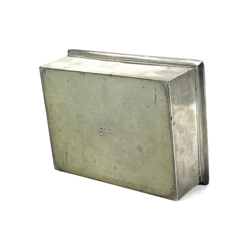 402 - A Liberty & Co Tudric pewter and copper enamel Bridge box. Stamped, 0414 English Pewter Liberty & Co... 