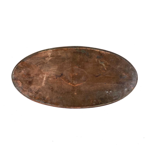 42 - A Newlyn copper oval galleried tray. With twin handles, width 50.5cm.