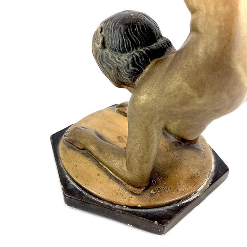 453 - An Art Deco bronze painted plaster figure of a female acrobat. Stamped O P 406 RD825881, height 45cm... 