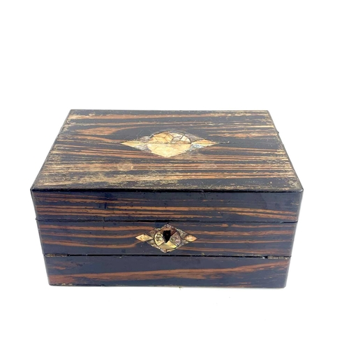 51 - An early Victorian brass bound mahogany toilet box. With a partially fitted interior, width 35cm, to... 