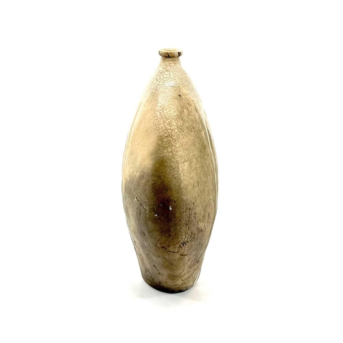 510 - Christa Maria HERRMANN (b.1945). A large Raku fired vase of flattened ovoid form, potter's label to ... 