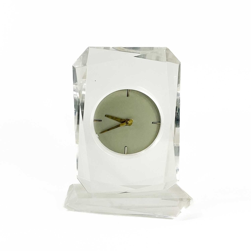 511 - A mid century mantel clock In lucite frame. Height 31cm.