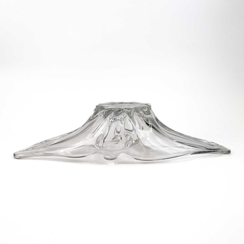 523 - A Cristallerie Lorraine shaped glass centrepiece. Etched mark, width 54.5cm.