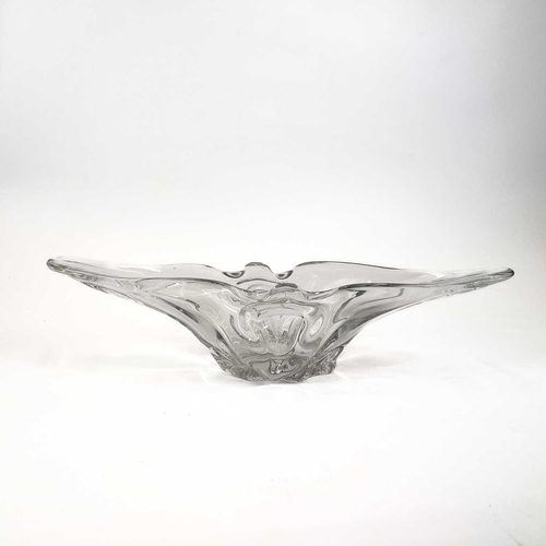 523 - A Cristallerie Lorraine shaped glass centrepiece. Etched mark, width 54.5cm.