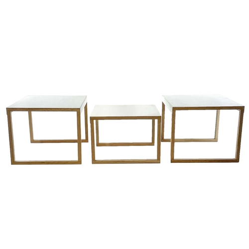 532 - A pair of Habitat Kilo oak framed coffee tables. With cream enamel tops, height 35cm, width 42.5cm, ... 