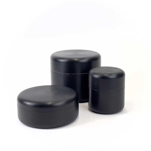 538 - A set of three Georg Jensen Design black storage boxes designed by Jorgen Moller. Various sizes larg... 