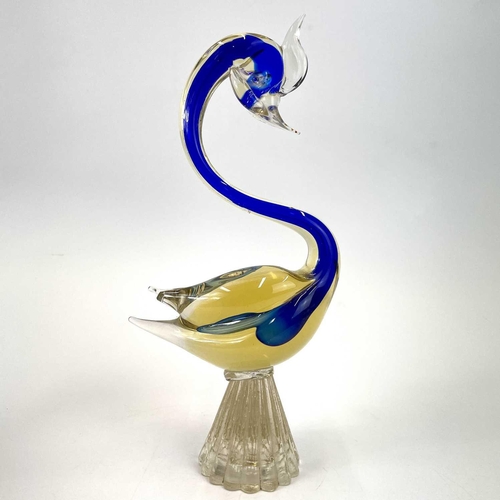 551 - A Murano glass cockerel. Height 35cm together with a Murano glass swan. (2)