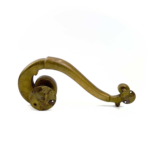 58 - Two pairs of brass theatre door handles. Circa 1900, with scrolled foliate terminals, height 30cm. T... 