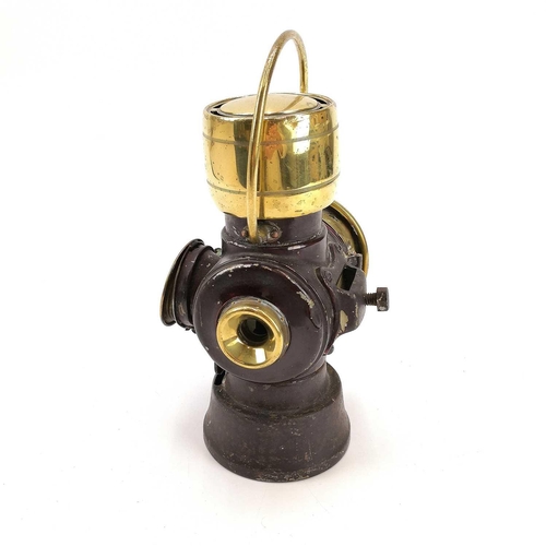 62 - A Lucas King of The Road No 632 car lamp. Height 28cm, together with a quantity of brass and copperw... 