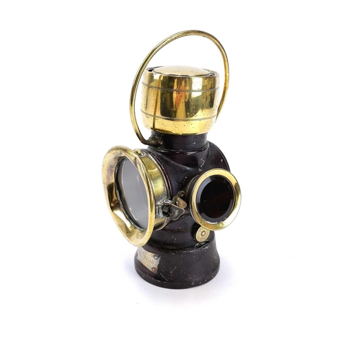 62 - A Lucas King of The Road No 632 car lamp. Height 28cm, together with a quantity of brass and copperw... 