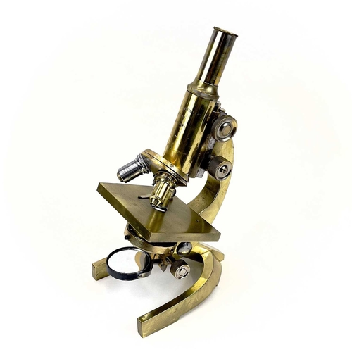 78 - An Italian brass compound microscope by Fratelli Koristka, Milano. Numbered 28739, height 30cm.