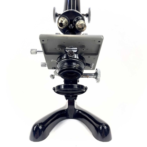 79 - A black lacquered model 47 compound microscope by Beck, London. Formerly from the Zoological departm... 