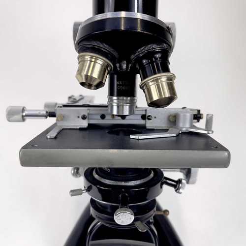 79 - A black lacquered model 47 compound microscope by Beck, London. Formerly from the Zoological departm... 