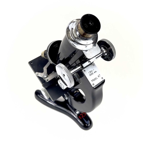 79 - A black lacquered model 47 compound microscope by Beck, London. Formerly from the Zoological departm... 