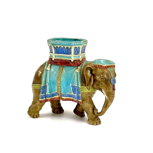 805 - A Royal Worcester porcelain vase designed by James Hadley. Modelled as an elephant with howdah. Impr... 