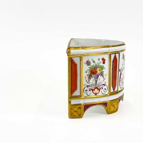 813 - A Paris porcelain bough pot. Circa 1820, polychrome painted with flower filled urns, width 24cm.