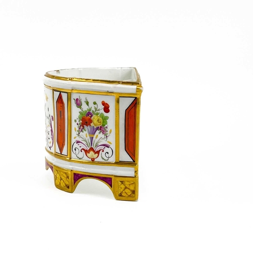 813 - A Paris porcelain bough pot. Circa 1820, polychrome painted with flower filled urns, width 24cm.