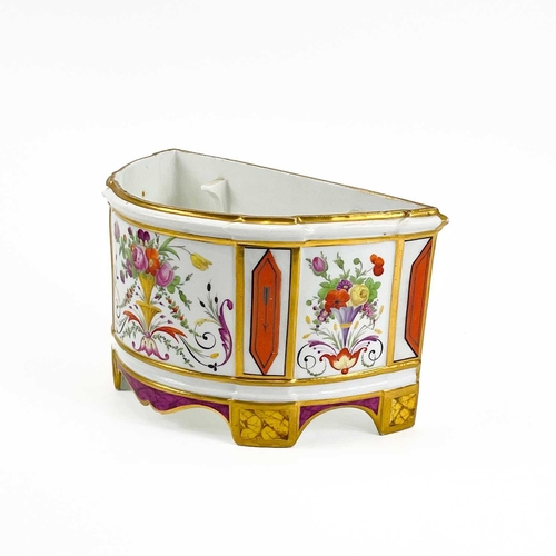 813 - A Paris porcelain bough pot. Circa 1820, polychrome painted with flower filled urns, width 24cm.