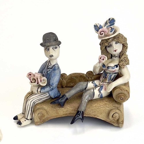 824 - Hilary BROCK (1933). Five humorous studio pottery figurines, previously sold in The New Craftsman Ga... 