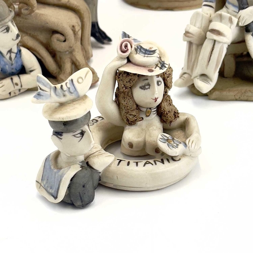 824 - Hilary BROCK (1933). Five humorous studio pottery figurines, previously sold in The New Craftsman Ga... 