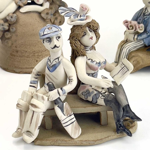 824 - Hilary BROCK (1933). Five humorous studio pottery figurines, previously sold in The New Craftsman Ga... 