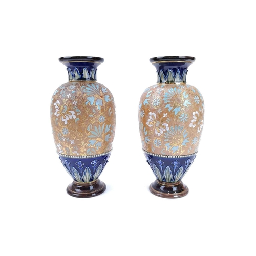 833 - A collection of late 19th century Doulton Slaters Patent 'Chine ware'. Comprising a pair of vases, h... 