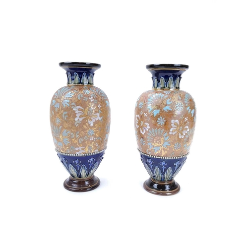 833 - A collection of late 19th century Doulton Slaters Patent 'Chine ware'. Comprising a pair of vases, h... 