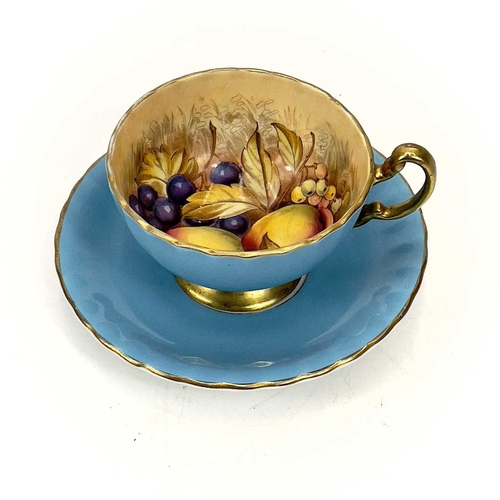 837 - An Aynsley fruit decorated teacup and saucer. Together with other items including a Japanese jar and... 