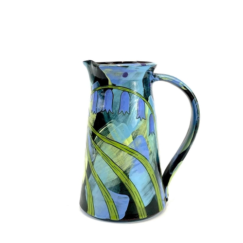 840 - A Mary GOLDBERG studio pottery jug, 'Cotehele Bluebells'. Signed, inscribed and numbered 20/20 to ba... 