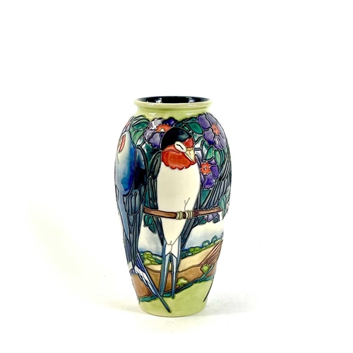 841 - A limited edition Moorcroft 'Swallow' pattern vase. Of ovoid form, designed by Rachel Bishop, no. 30... 