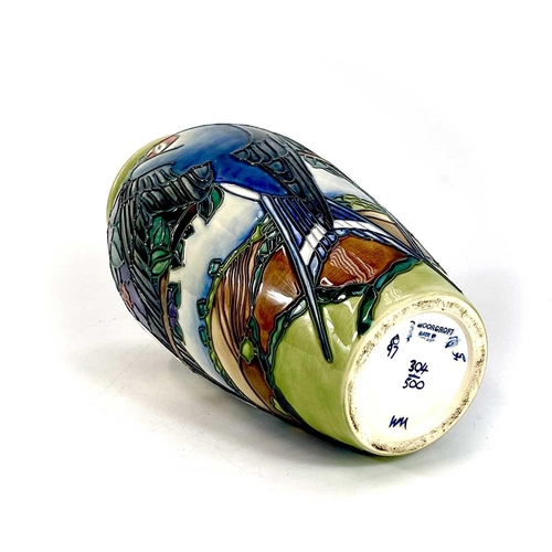 841 - A limited edition Moorcroft 'Swallow' pattern vase. Of ovoid form, designed by Rachel Bishop, no. 30... 