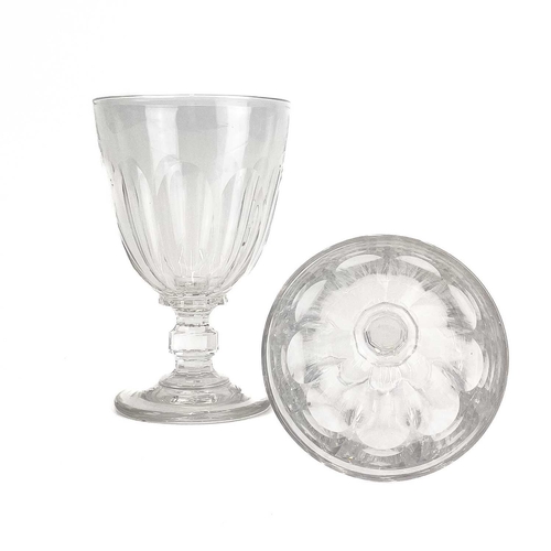 843 - A pair of Regency style large glass rummers. Heights 18.25cm and 18.5cm.