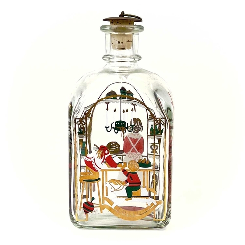 846 - Three Holmegaard glass decanters with metal stoppers. Decorated with Christmas scenes. Two bearing o... 