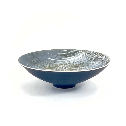 848 - An Anna Sykora studio porcelain bowl. The grey ground painted with stylised grasses, diameter 17cm, ... 