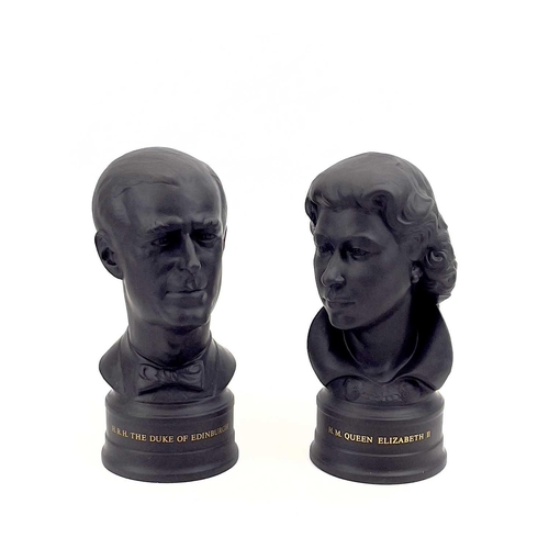 849 - A pair of Wedgwood basalt busts of H.M Queen Elizabeth and HRH The Duke of Edinburgh. Limited editio... 