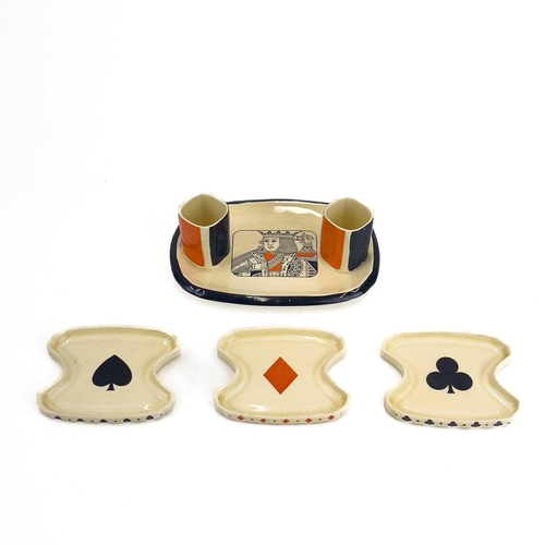 862 - A Royal Doulton Bridge set matchstick holder and ashtray. Length 13cm, together with Burleigh Ware w... 