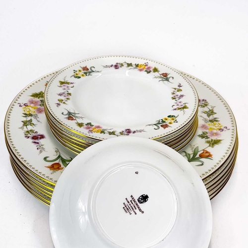 868 - Wedgwood 'Mirabelle' dinner, tea and coffee ware. Six place settings, comprising six dinner plates, ... 