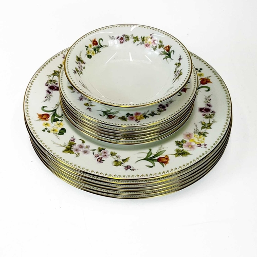 868 - Wedgwood 'Mirabelle' dinner, tea and coffee ware. Six place settings, comprising six dinner plates, ... 