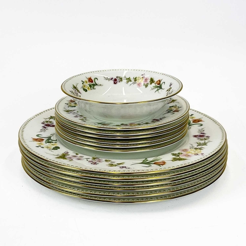 868 - Wedgwood 'Mirabelle' dinner, tea and coffee ware. Six place settings, comprising six dinner plates, ... 