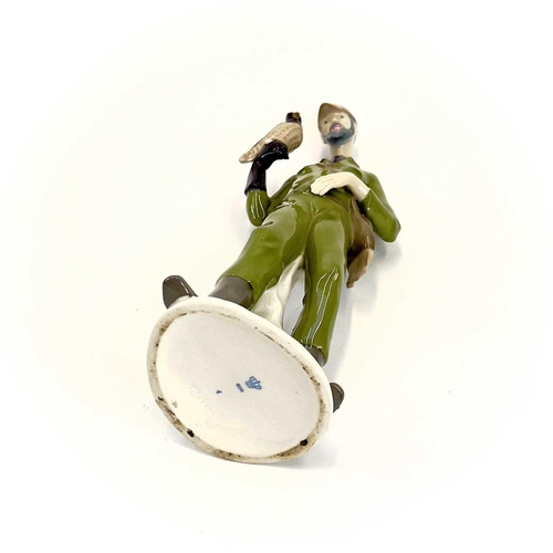 871 - A Beswick pottery trout. Height 17cm, together with a Lipplesdorf porcelain figure of a falconer. (2... 