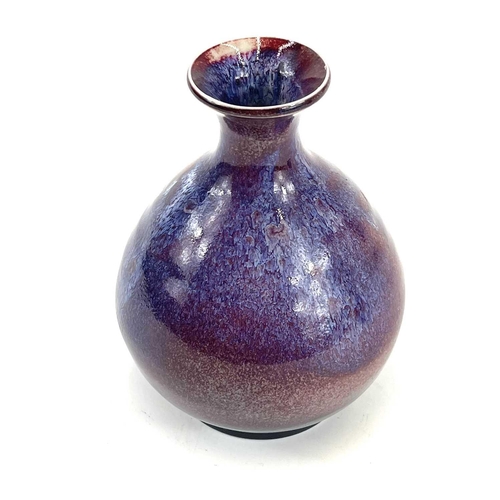 875 - Chris PRINDL A studio pottery bottle vase in a flambe glaze, height 19cm, together with a smaller sq... 